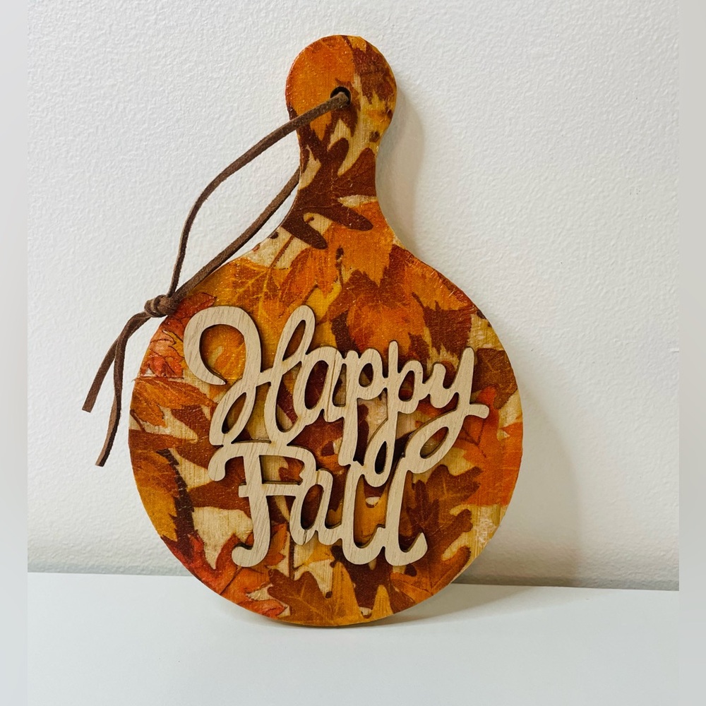 Handmade Happy Fall Mini Cutting Board w/Wood Grain Letters
